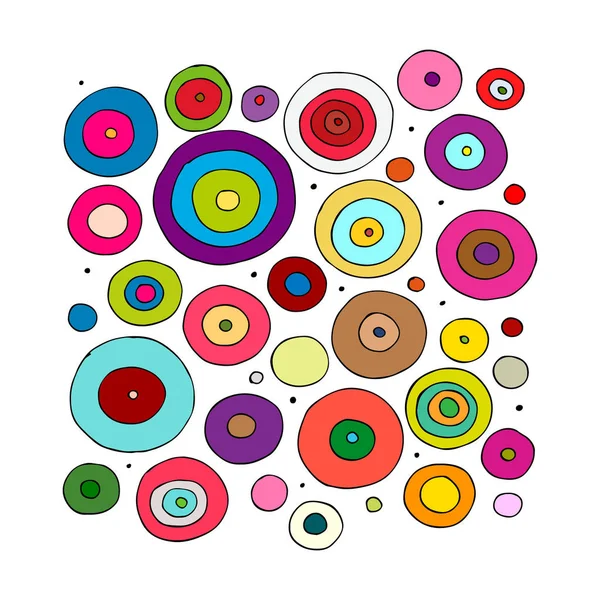 Círculos divertidos colorido, boceto para su diseño — Vector de stock