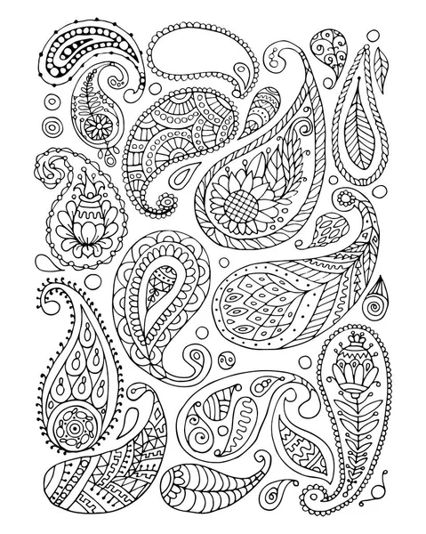 Paisley ornament design, pagina pentru cartea ta de colorat — Vector de stoc