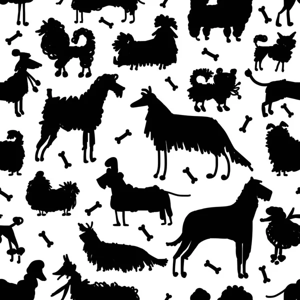 Roliga hundar samling, sömlösa mönster för din design — Stock vektor