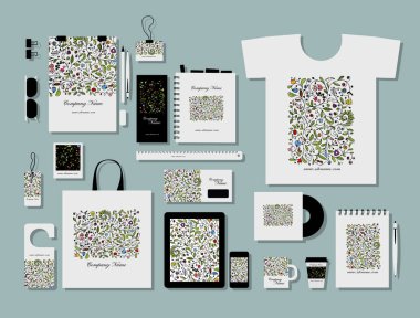 Kurumsal düz mock-up şablon, çiçek tasarım