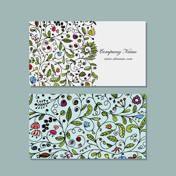 Business cards collection, floral design — Stock Vector