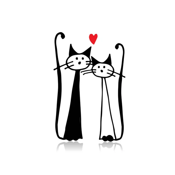 Пара кошек, эскиз для вашего дизайна — стоковый вектор