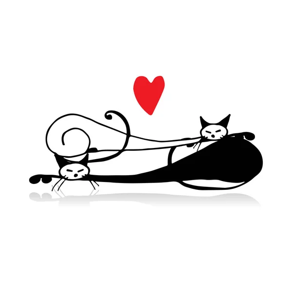 あなたの設計のためのスケッチの猫のカップル — ストックベクタ
