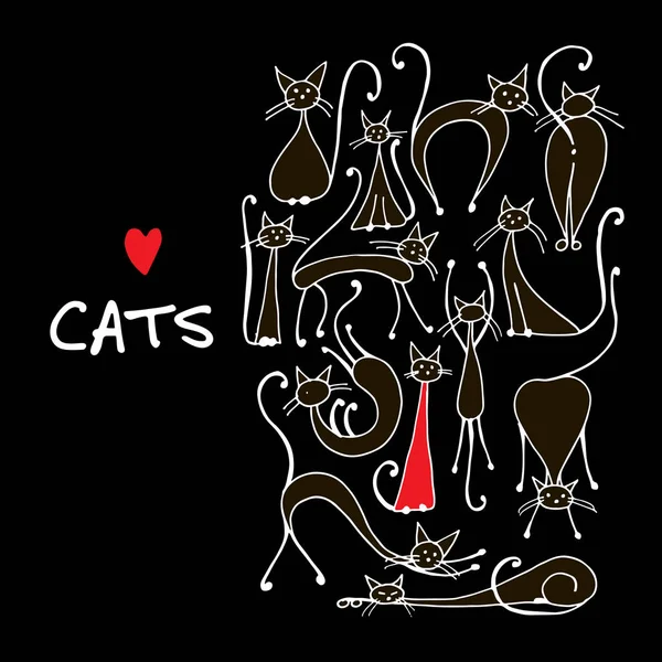 Colección de gatos, boceto para tu diseño — Archivo Imágenes Vectoriales