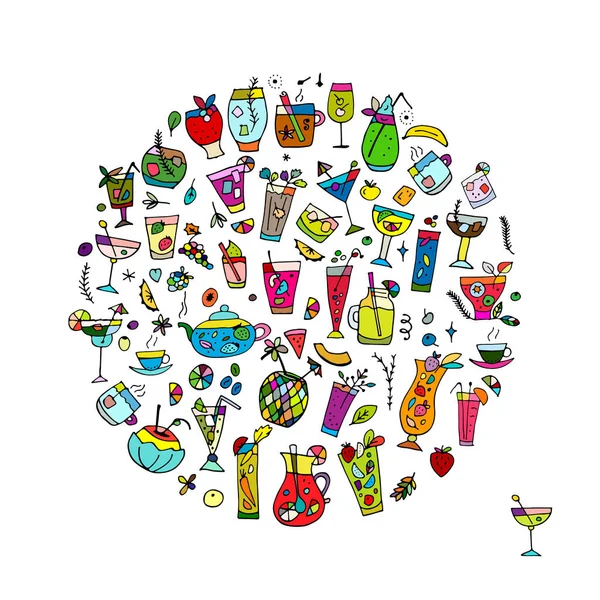 Колекція напоїв, ескіз вашого дизайну — стоковий вектор