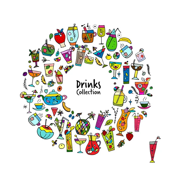 Drinks collection, sketch for your design — Stock Vector