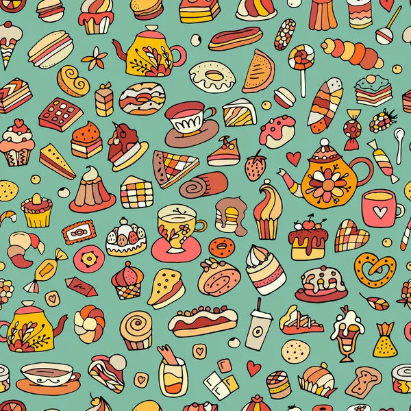 Kuchen und Süßigkeiten, nahtlose Muster für Ihr Design — Stockvektor