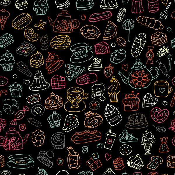 Kuchen und Süßigkeiten, nahtlose Muster für Ihr Design — Stockvektor