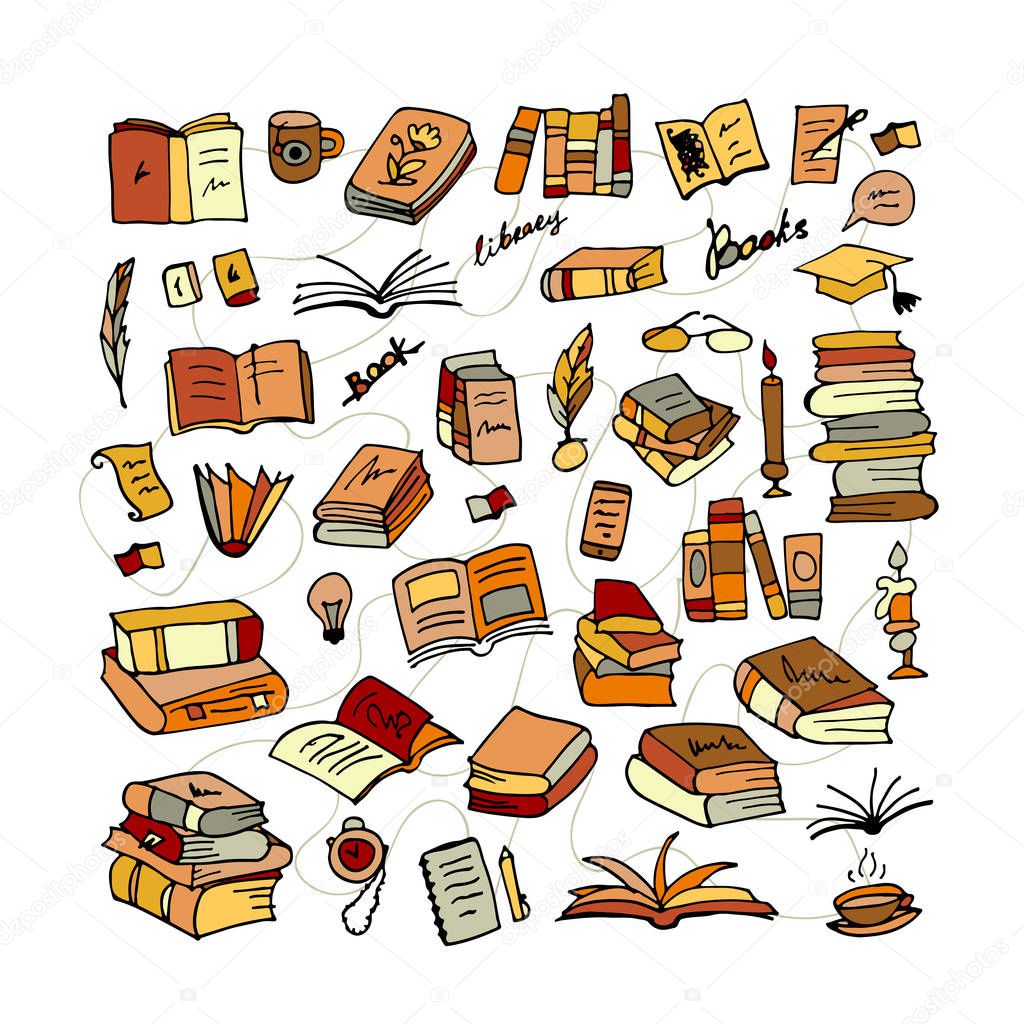 Set of books, sketch for your design