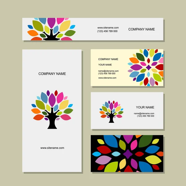 Business cards collection, art tree design — Stock Vector