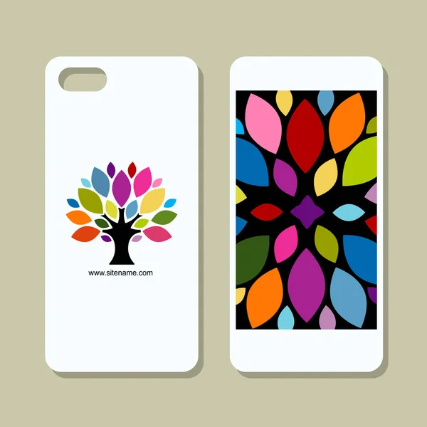 Дизайн обложки мобильного телефона, арт-дерево — стоковый вектор