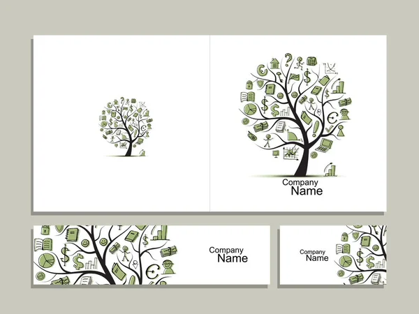 Biglietti con concetto di business tree per il vostro design — Vettoriale Stock