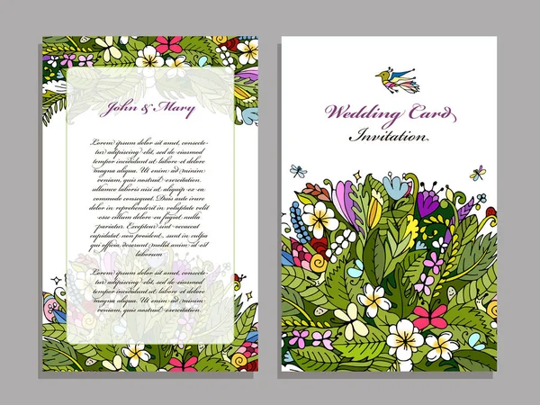 热带设计婚礼卡模板 — 图库矢量图片