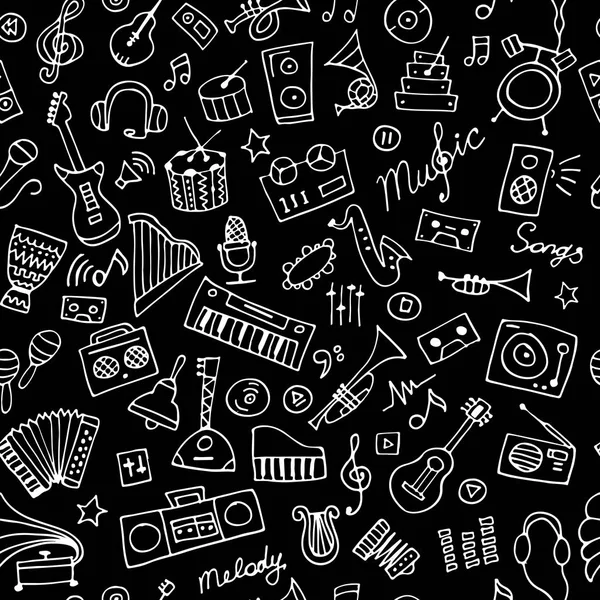 Music instruments sketch, seamless pattern for your design