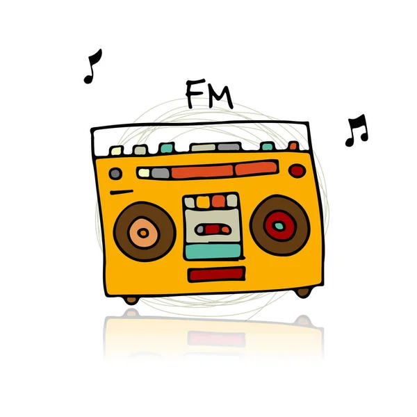 Radio vintage, boceto para su diseño — Vector de stock