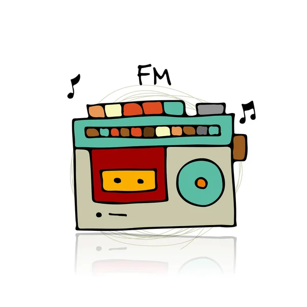 Rádio vintage, esboço para o seu design —  Vetores de Stock