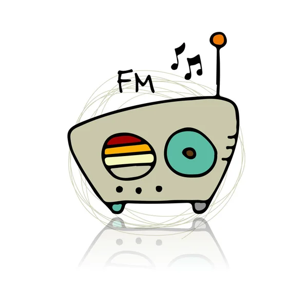 Radio vintage, boceto para su diseño — Vector de stock