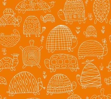 Komik kaplumbağalar koleksiyonu, tasarımınız için seamless modeli