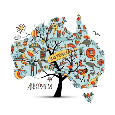 Avustralya harita ağaç simgelerle ayarla, kroki