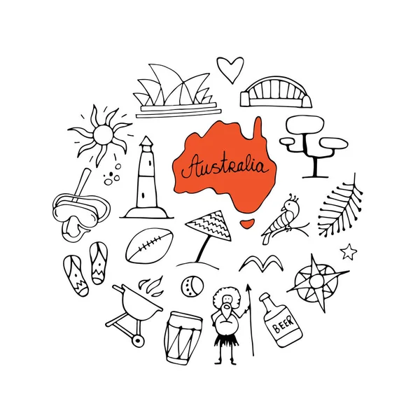 Conjunto de ícones da Austrália, esboço para o seu design —  Vetores de Stock