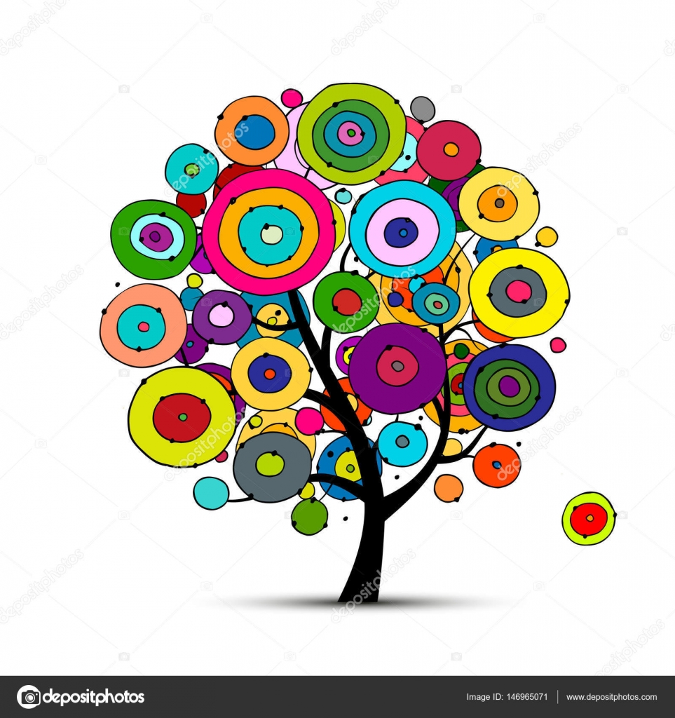 Albero astratto dei cerchi abbozzo per il vostro disegno — Vettoriale Stock