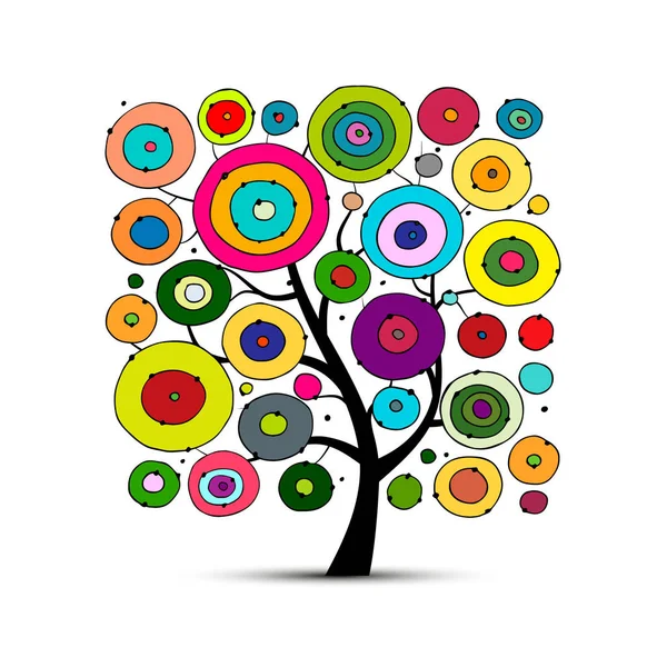 Cercles abstraits arbre, croquis pour votre conception — Image vectorielle