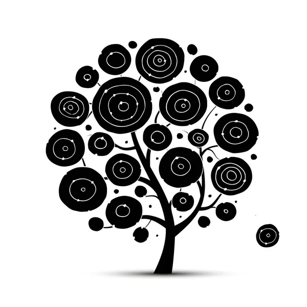 Abstract circles tree, sketch for your design — Stock Vector