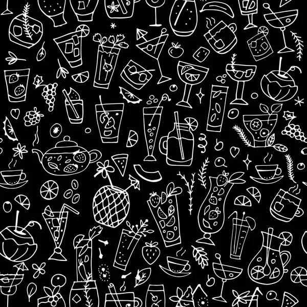 Cocktails collection, seamless pattern for your design — Stock Vector