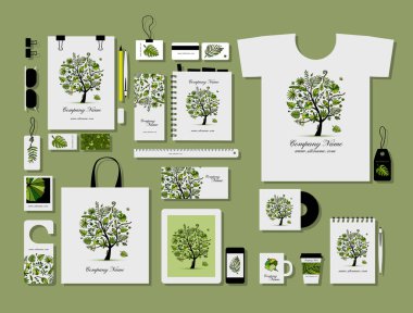 Kurumsal düz mock-up şablon, tropik ağaç tasarım