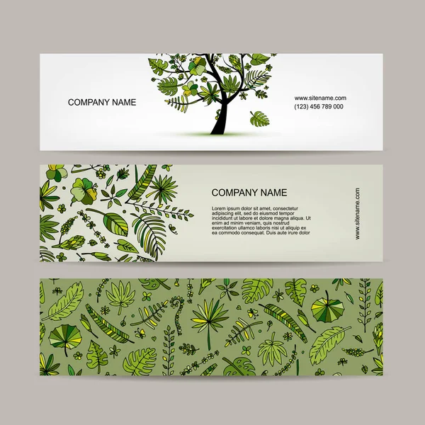 Set di banner, progettazione di alberi tropicali — Vettoriale Stock