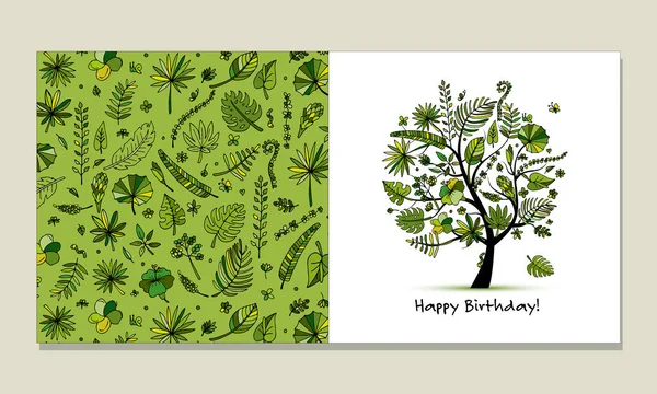 Tarjeta de felicitación con diseño de árbol tropical — Archivo Imágenes Vectoriales