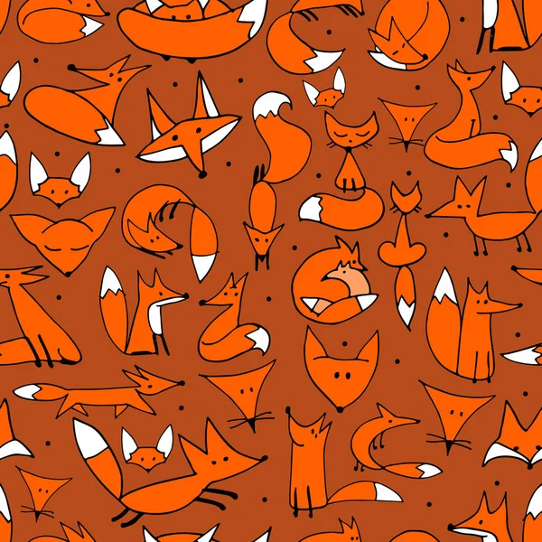 Cute foxes seamless pattern for your design — Stock Vector