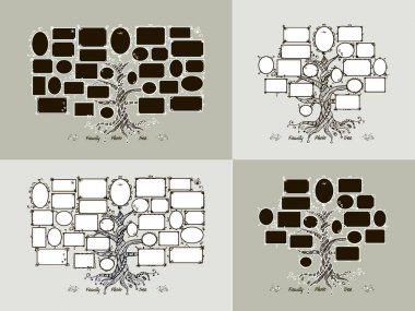 Family tree template with picture frames clipart