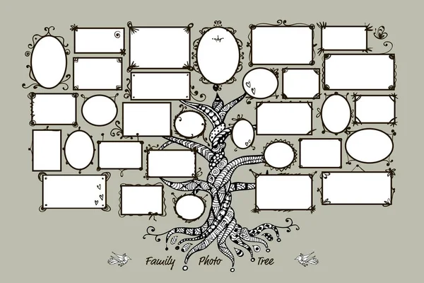 Plantilla de árbol genealógico con marcos — Archivo Imágenes Vectoriales