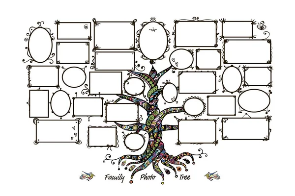 Modello di albero genealogico con cornici — Vettoriale Stock