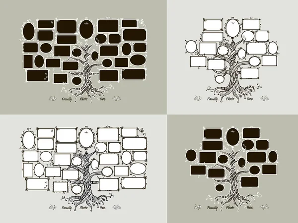 Modello di albero genealogico con cornici — Vettoriale Stock