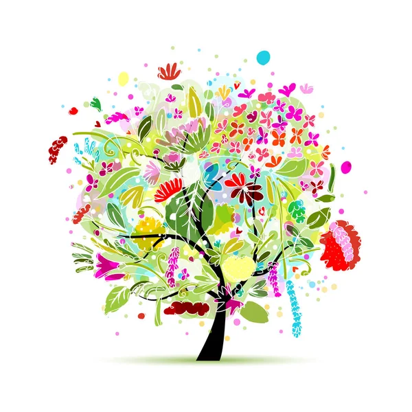 Árvore floral para seu projeto — Vetor de Stock