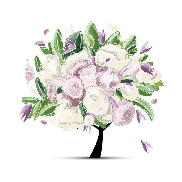 Arbre de printemps floral pour votre design — Image vectorielle