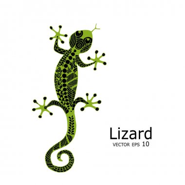 Green lizard sketch, zenart for your design clipart