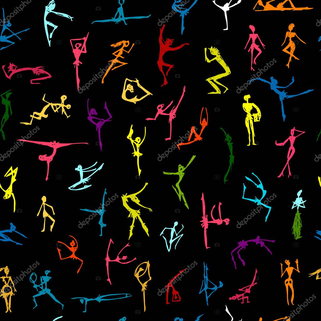 Dancing people, sketch for your design. Vector illustration