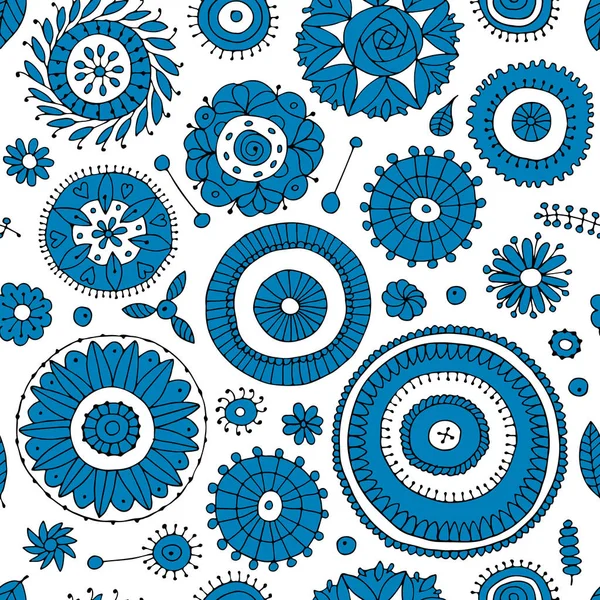 Bloemen naadloos patroon, schets voor uw ontwerp — Stockvector