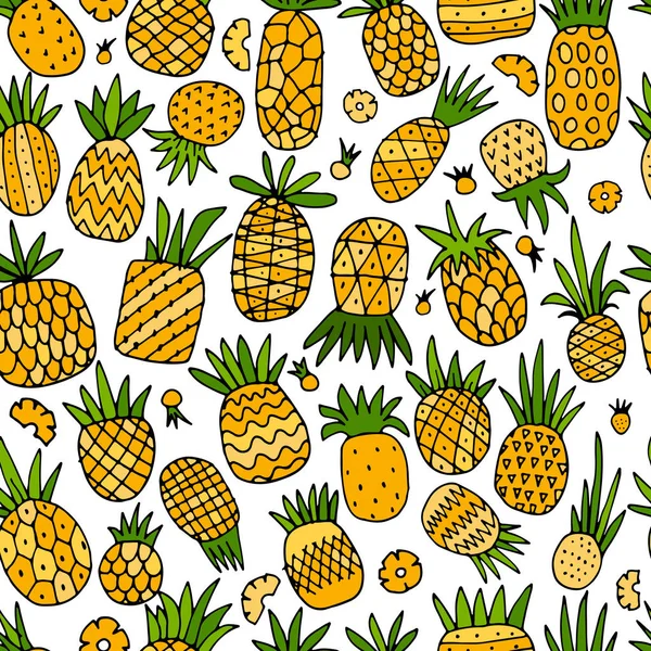 Ananas-Set, Skizze für Ihr Design — Stockvektor