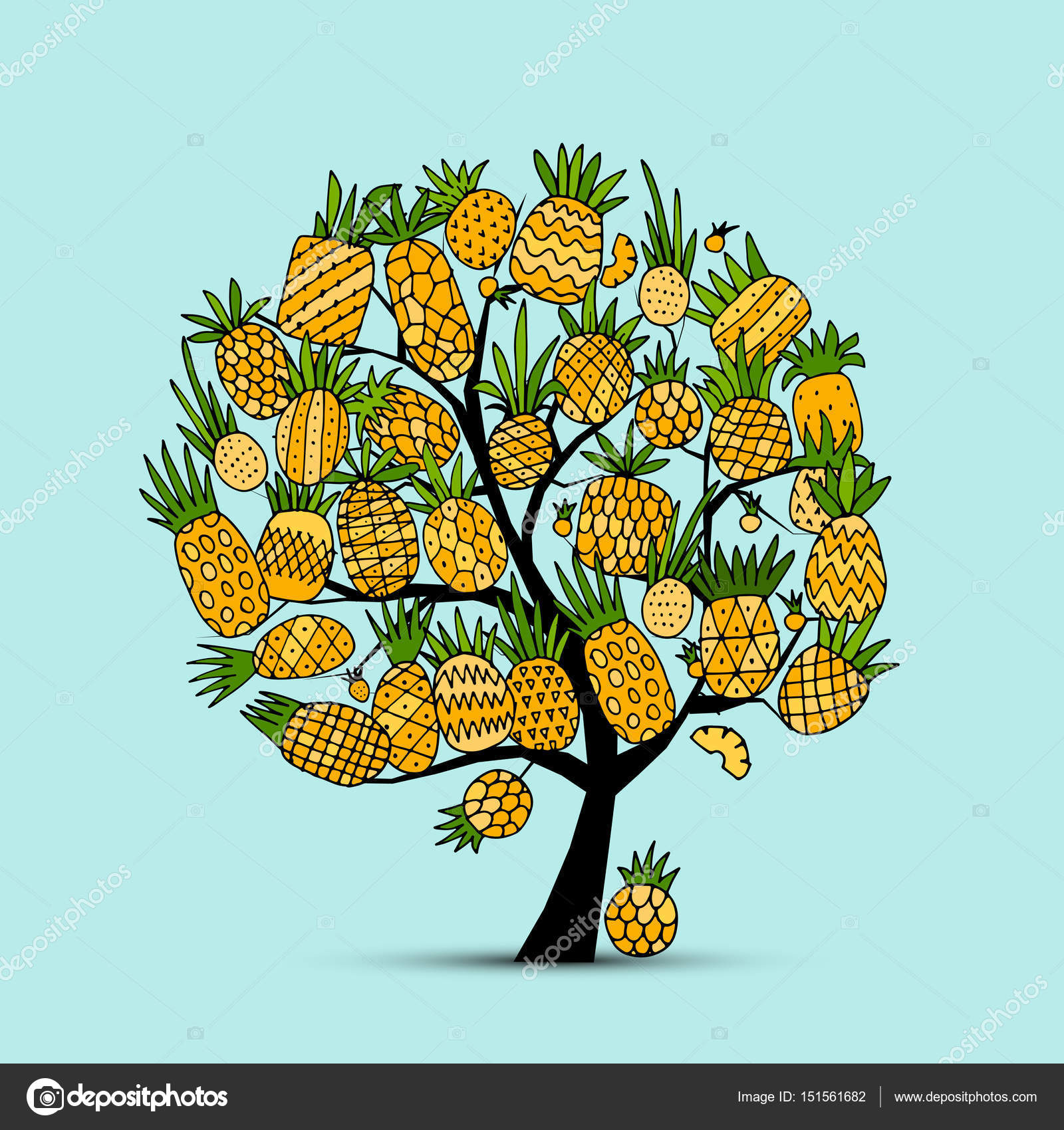 Pineapple tree, sketch for your design Stock Vector by ©Kudryashka 151561682