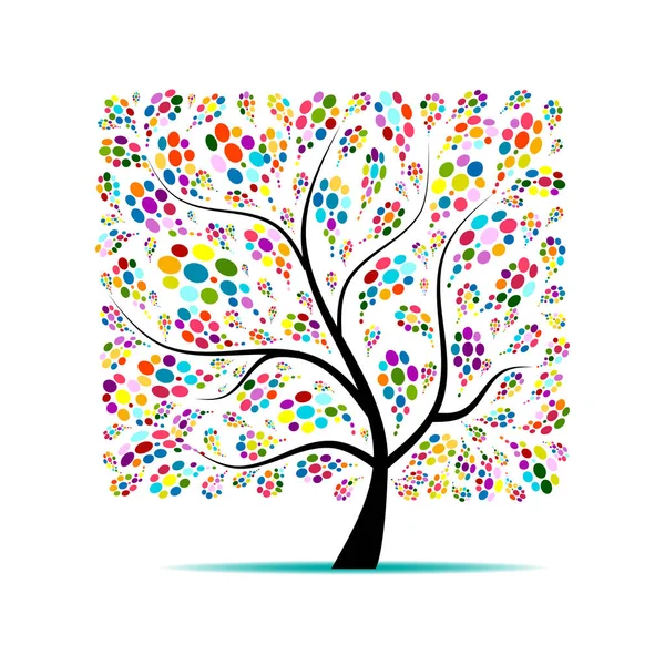 Colorful art tree for your design — Stock Vector