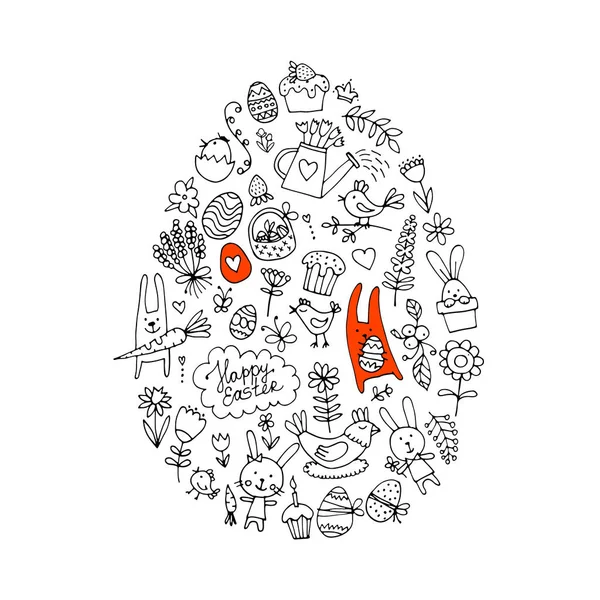 Huevo de Pascua, colección de iconos para su diseño — Vector de stock