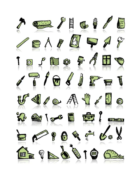 Icônes de réparation, croquis pour votre conception — Image vectorielle