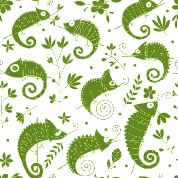 Chameleon collection, seamless pattern for your design — Stock Vector