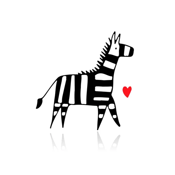 Zebra schets voor uw ontwerp — Stockvector