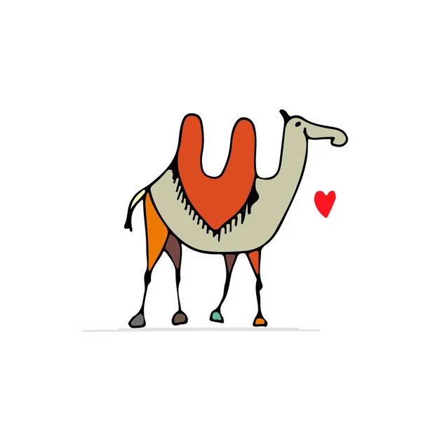 Camel, esquisse pour votre design — Image vectorielle