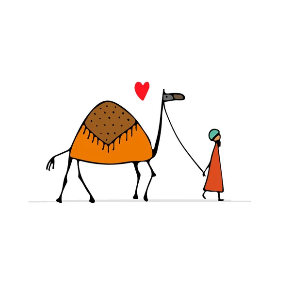 Верблюд, ескіз вашого дизайну — стоковий вектор